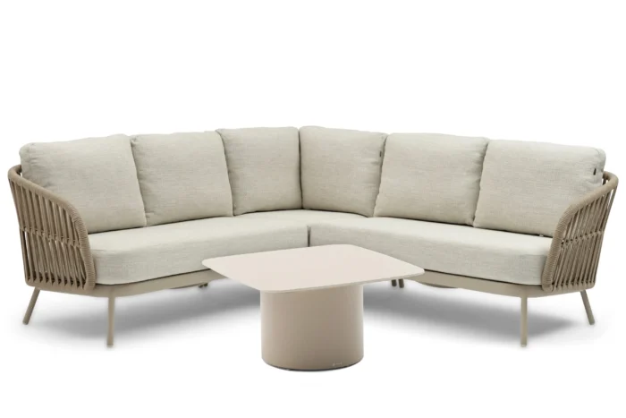 Coco Elara/Ronda 70x70 cm hoek loungeset 4-delig - Taupe-naturel-bruin
