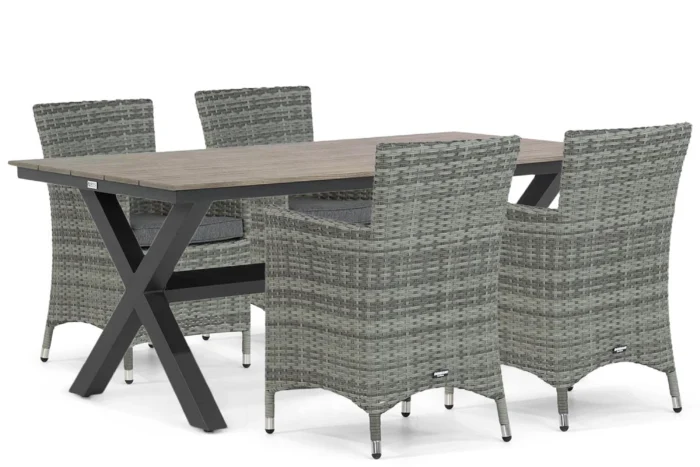 Domani Furniture Miami/Forest 180 cm dining tuinset 5-delig - Grijs-antraciet