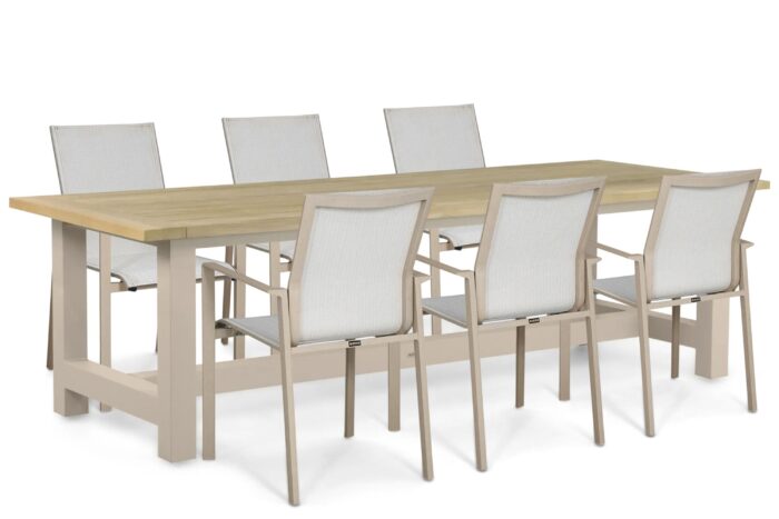 Lifestyle Garden Furniture Timo/San Francisco 260×100 cm dining tuinset 7-delig – Zand/Beige