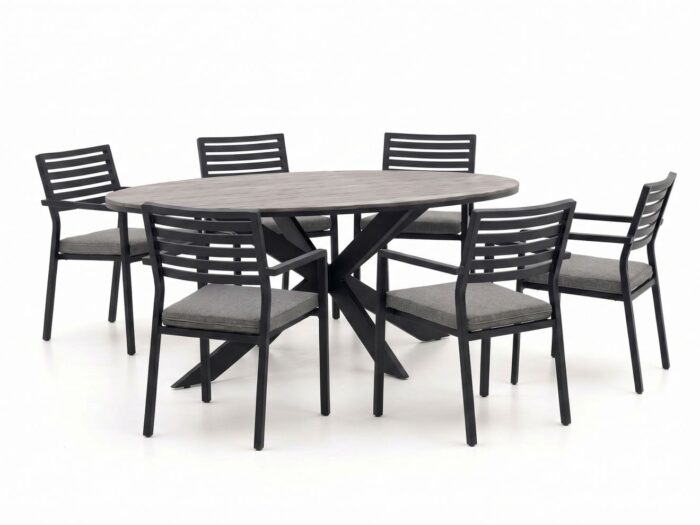 Bellagio tuinmeubelen Rumo/Fidenza ovaal 220cm dining tuinset 7-delig stapelbaar