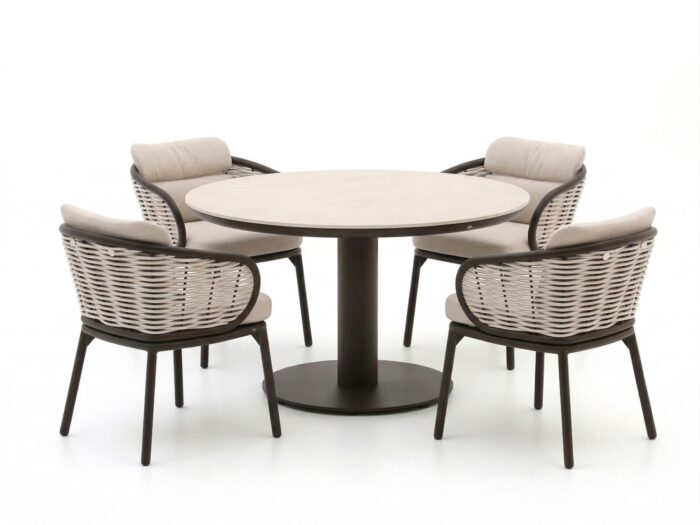 Apple Bee Pine Key/Melville ø 140cm dining tuinset 5-delig Laagste prijsgarantie! – Taupe