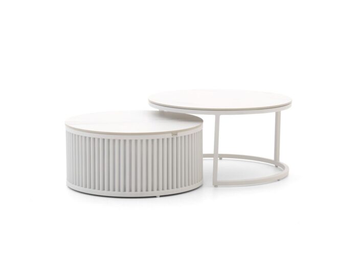 Bellagio tuinmeubelen Bellagio Oriago lounge tuintafelset ø85cm(h:45cm)/ø78cm (h:36cm) Laagste prijsgarantie! – Wit