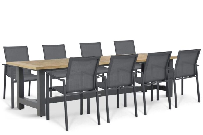 Lifestyle Garden Furniture Timo/San Francisco 300x100cm dining tuinset 9-delig – Grijs-antraciet