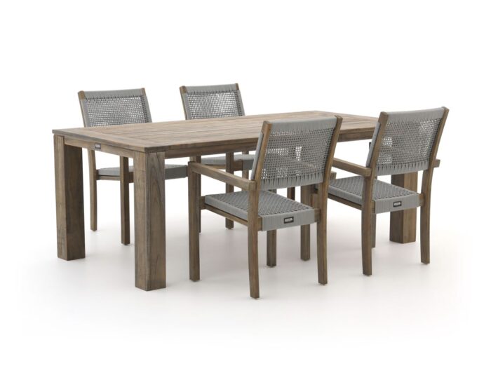 ROUGH Furniture ROUGH-Batang Rope/ROUGH-X 200cm dining tuinset 5-delig stapelbaar Laagste prijsgarantie! – Bruin