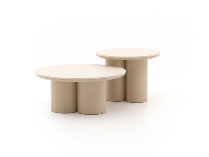 Apple Bee Tonga bijzet tuintafelset ø 80cm (h: 36cm)/ø 60cm (h: 44cm) Laagste prijsgarantie! – Wit