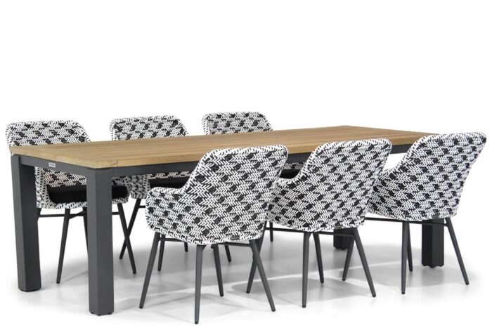 Lifestyle Garden Furniture Crossway/Veneto 230 cm dining tuinset 7-delig – Zwart-wit