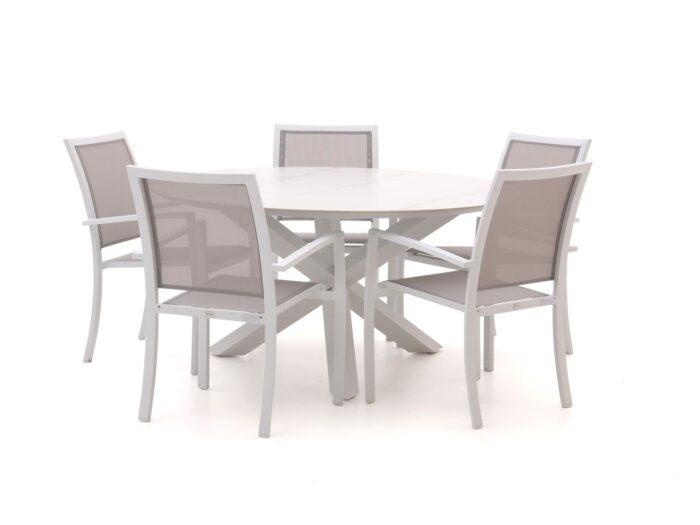 Bellagio tuinmeubelen Bellagio Anzio/Lodola ø150cm dining tuinset 6-delig stapelbaar Laagste prijsgarantie! – Wit