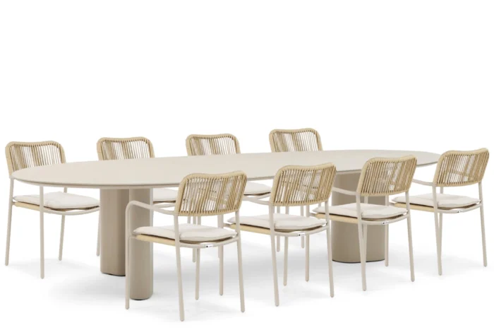 Coco Penya/Weave 300 cm dining tuinset 9-delig - Taupe-naturel-bruin