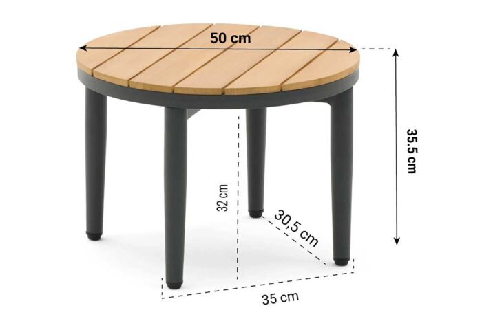 Coco Toscane loungetafel ø 50 cm – Grijs-antraciet