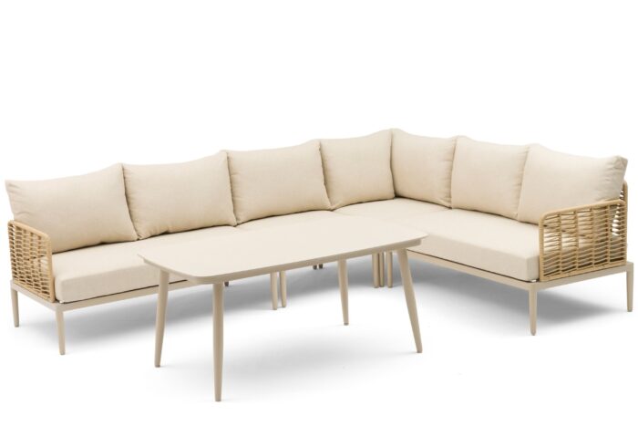 Coco Ibiza hoek loungeset 5-delig – Taupe-naturel-bruin