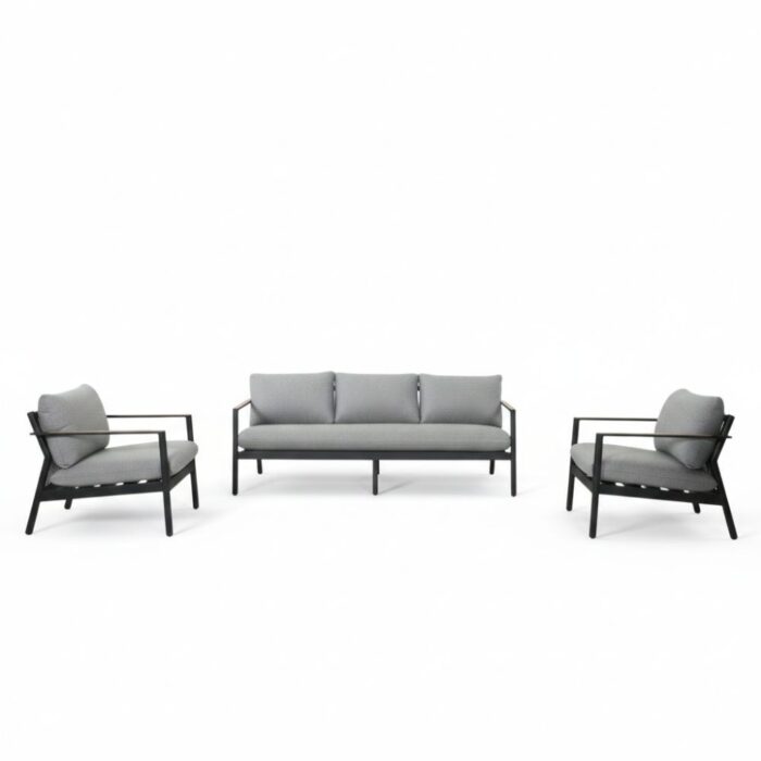 BUITEN living Florence stoel-bank loungeset 5 personen | aluminium + touw | antraciet | 3-delig