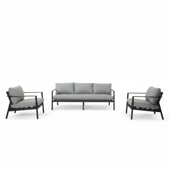 BUITEN living Florence stoel-bank loungeset 5 personen | aluminium + touw | antraciet | 3-delig
