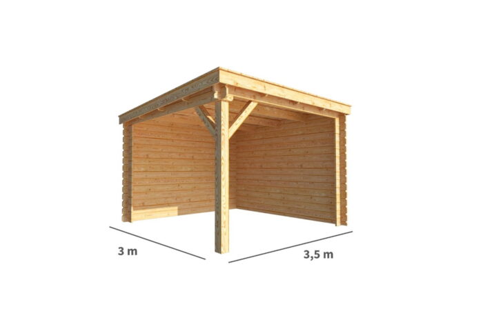 Warentuin collection Overkapping Els-Juul 350 cm bij 300 cm diep lessenaarsdak – bruin