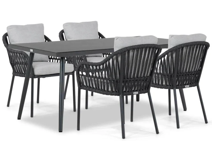 Coco Puerto/Valencia 170 cm dining tuinset 5-delig - Grijs-antraciet