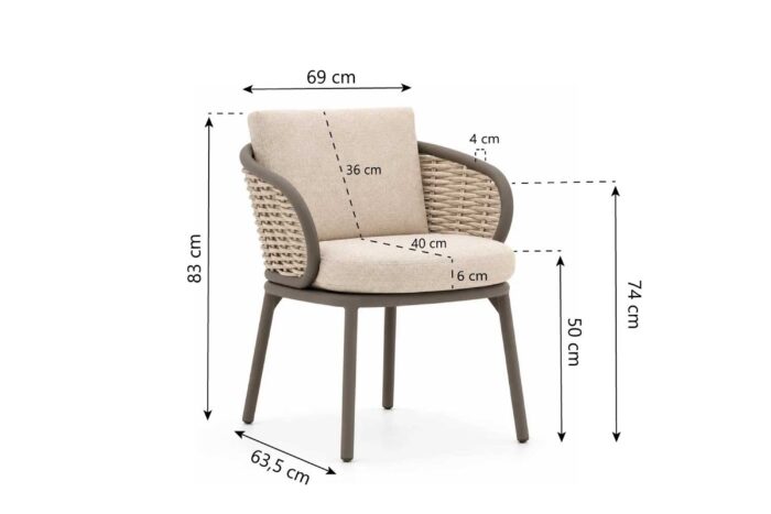 Apple Bee Pine Key dining tuinstoel – Taupe-naturel-bruin