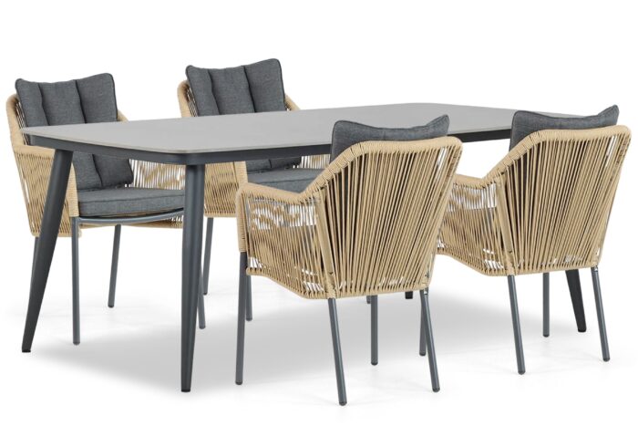 De Laan Projects Lifestyle Marbella/Vienna 180 cm dining tuinset 5-delig – Taupe-naturel-bruin