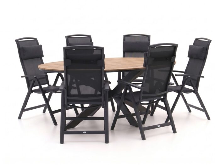 Forza Furniture Forza Capri/Fidenza ovaal 220cm dining tuinset 7-delig verstelbaar Laagste prijsgarantie!