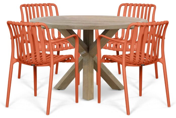 Domani Furniture Alba/Sand City 120 cm dining tuinset 5-delig – Oranje