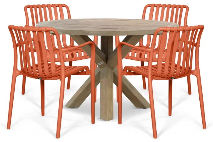 Domani Furniture Alba/Sand City 120 cm dining tuinset 5-delig - Oranje
