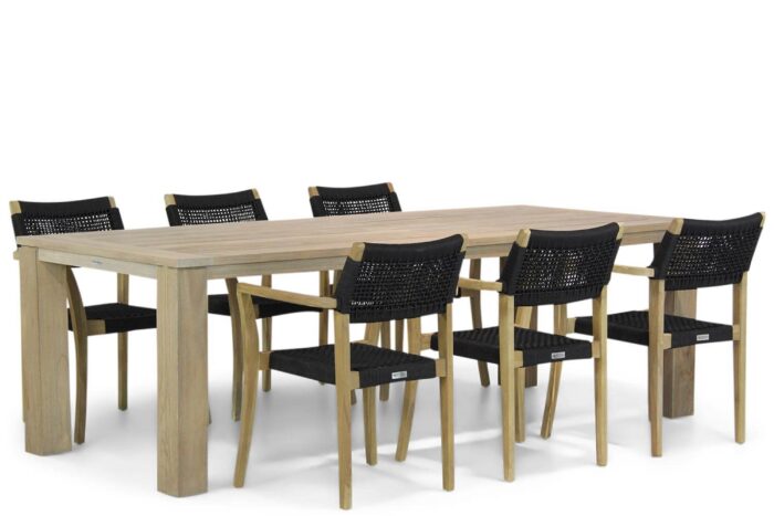 Lifestyle Garden Furniture Dallas/Brighton 240 cm dining tuinset 7-delig – Zwart