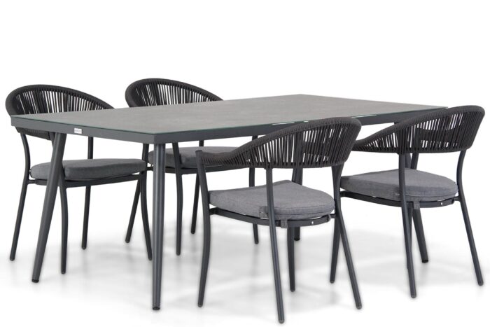 Santika Furniture Vivian/Sophia 180 cm dining tuinset 5-delig – Grijs-antraciet