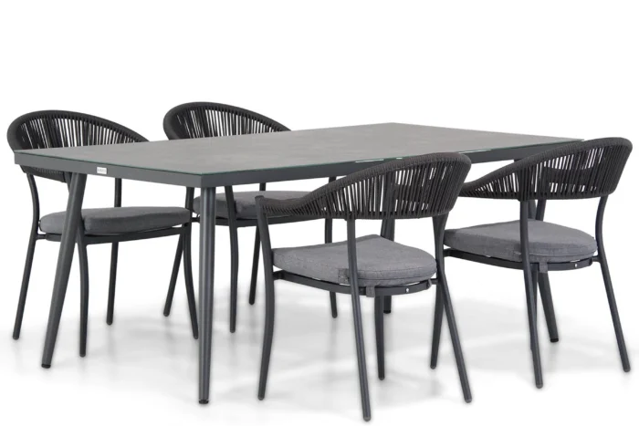 Santika Furniture Vivian/Sophia 180 cm dining tuinset 5-delig - Grijs-antraciet