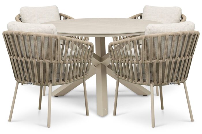 Coco Elara/Xento 120 cm dining tuinset 5-delig – Zand/Beige