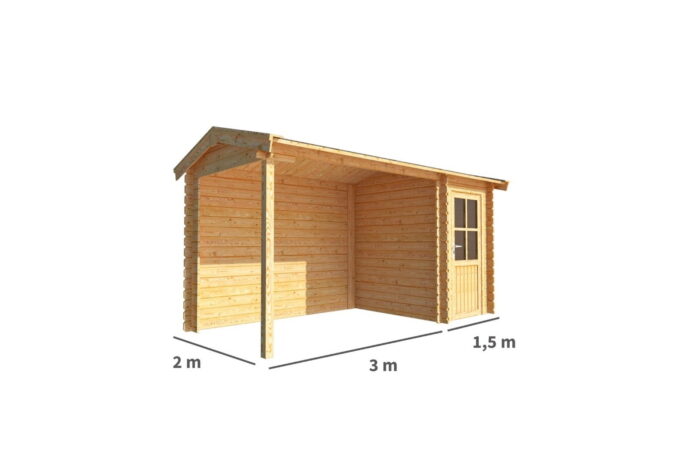 Warentuin collection Blokhut, tuinhuisje met overkapping Fenna-Marly 450 cm bij 200 cm diep zadeldak 7 – bruin