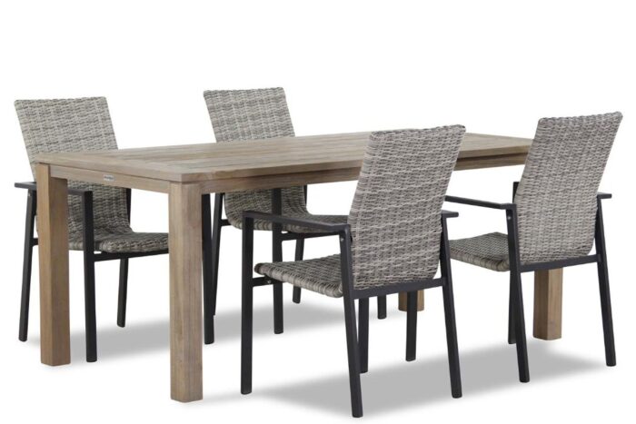 Lifestyle Garden Furniture Upton/Bristol 180 cm dining tuinset 5-delig stapelbaar – Grijs-antraciet
