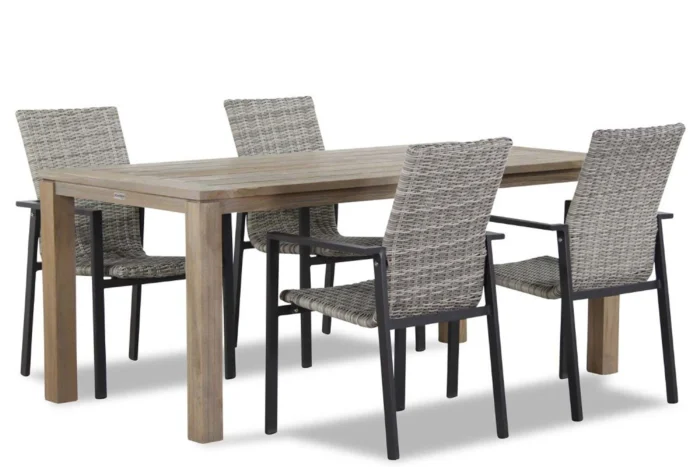 Lifestyle Garden Furniture Upton/Bristol 180 cm dining tuinset 5-delig stapelbaar - Grijs-antraciet