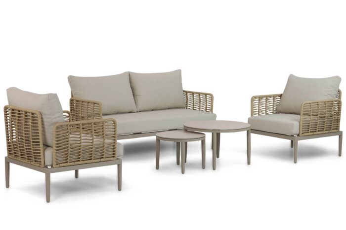 Coco Ibiza stoel-bank loungeset 4-delig – Taupe-naturel-bruin