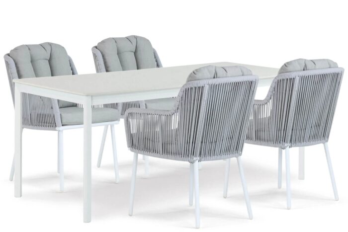 Santika Furniture Tendenza/Como 180 cm dining tuinset 5-delig – Wit