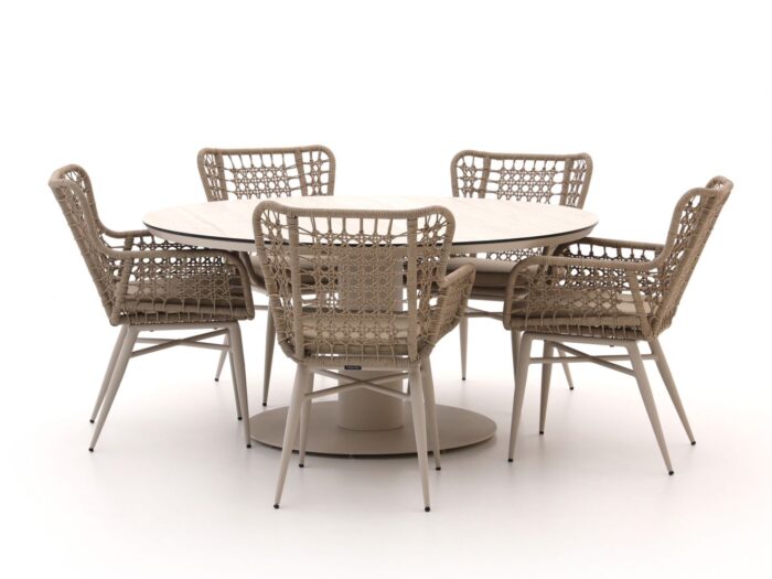 Intenso Furniture Busso/La Fonte ø 150cm dining tuinset 6-delig – Grijs