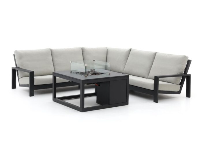 Bellagio tuinmeubelen Bellagio Vezzano/Cosi 100cm hoek loungeset met vuurtafel 4-delig Laagste prijsgarantie! – Grijs