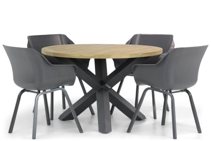 Hartman Sophie element/Rockville 120 cm rond dining tuinset 5-delig – Grijs-antraciet