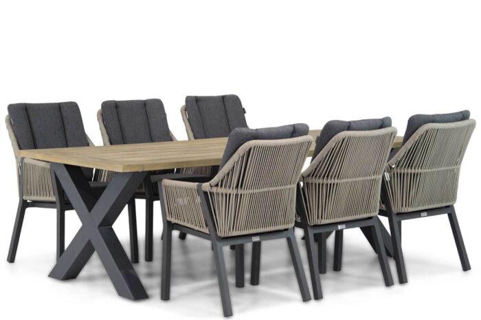 Lifestyle Garden Furniture Verona/Cardiff 240 cm dining tuinset 7-delig – Taupe-naturel-bruin