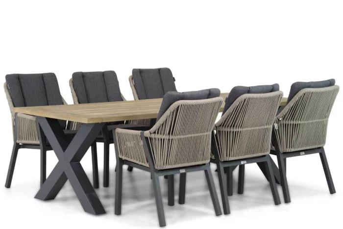 Lifestyle Garden Furniture Verona/Cardiff 240 cm dining tuinset 7-delig - Taupe-naturel-bruin