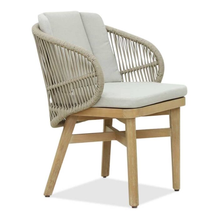 BUITEN living Matera dining tuinstoel | hardhout + touw | zand