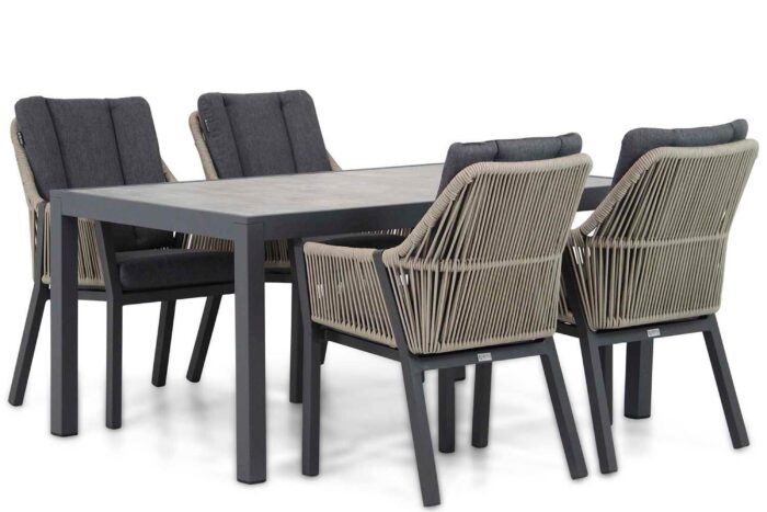 Lifestyle Garden Furniture Verona/Residence 164 cm dining tuinset 5-delig – Taupe-naturel-bruin