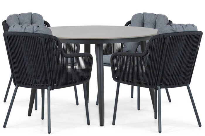 Santika Furniture Tendenza/Vienna 120 cm dining tuinset 5-delig – Grijs-antraciet