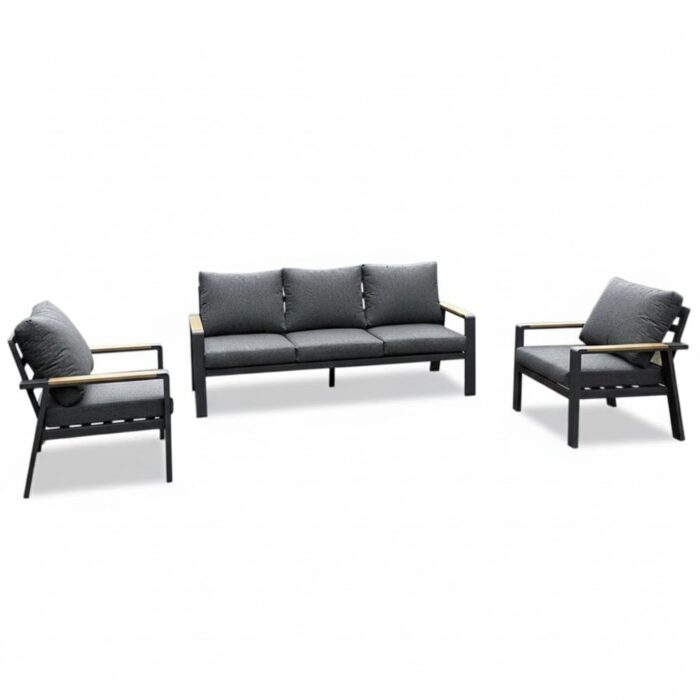 LUX outdoor living Lola stoel-bank loungeset 5 personen | aluminium + polywood | antraciet | 3-delig