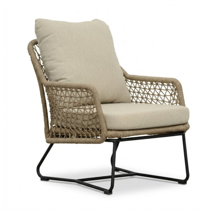 BUITEN living Gianna loungestoel | touw + aluminium | Sahara Dust
