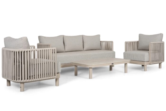 Lifestyle Garden Furniture Solento stoel-bank loungeset 4-delig – Zand/Beige
