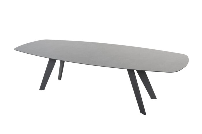 4so Montana Tafelframe Antracite Met Montana Tafelblad Ceramic Terrazzo 280 x 113 cm – grijs