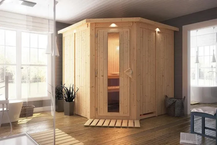 Karibu | Jarin Sauna met Dakkraag | Energiesparende Deur
