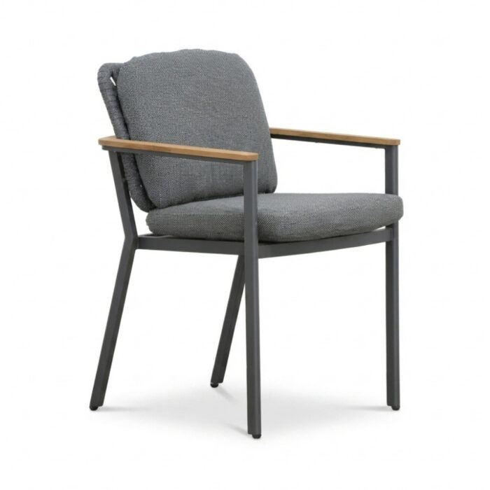 LUX outdoor living Montana dining tuinstoel | aluminium + teak | antraciet