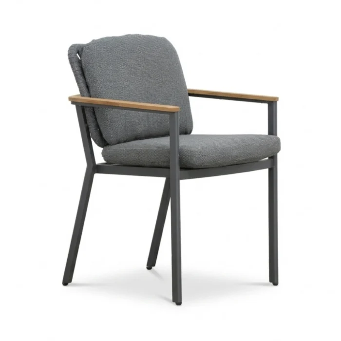 LUX outdoor living Montana dining tuinstoel | aluminium + teak | antraciet