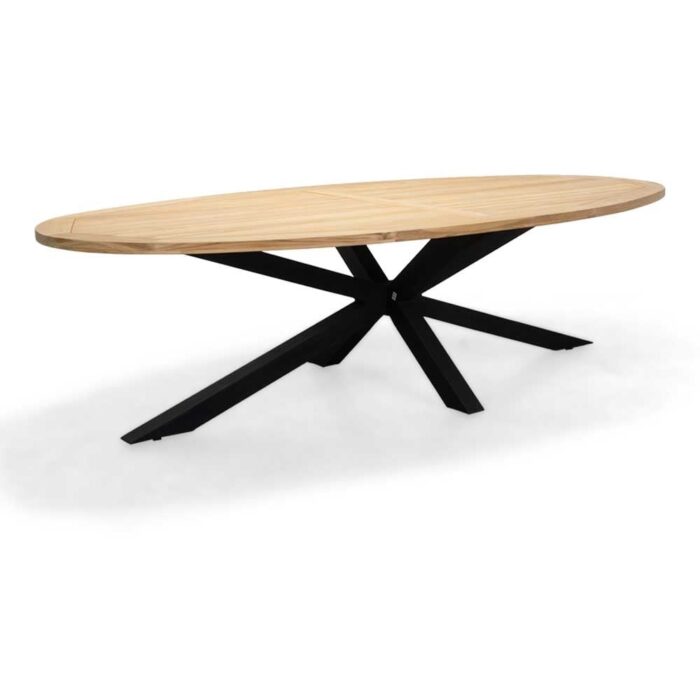 LUX outdoor living Cleve dining tuintafel 8 personen | teakhout + aluminium | Natural Teak/antraciet | 280cm ovaal – Light Teak