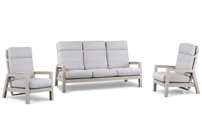 Lifestyle Garden Furniture Evora stoel-bank loungeset 3-delig – Taupe-naturel-bruin