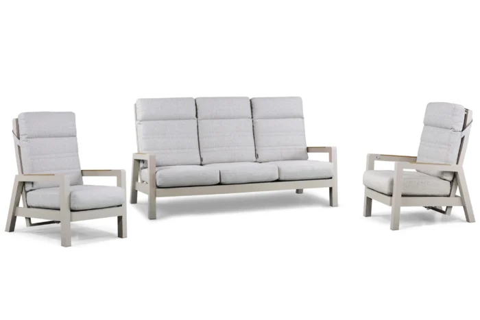 Lifestyle Garden Furniture Evora stoel-bank loungeset 3-delig - Taupe-naturel-bruin